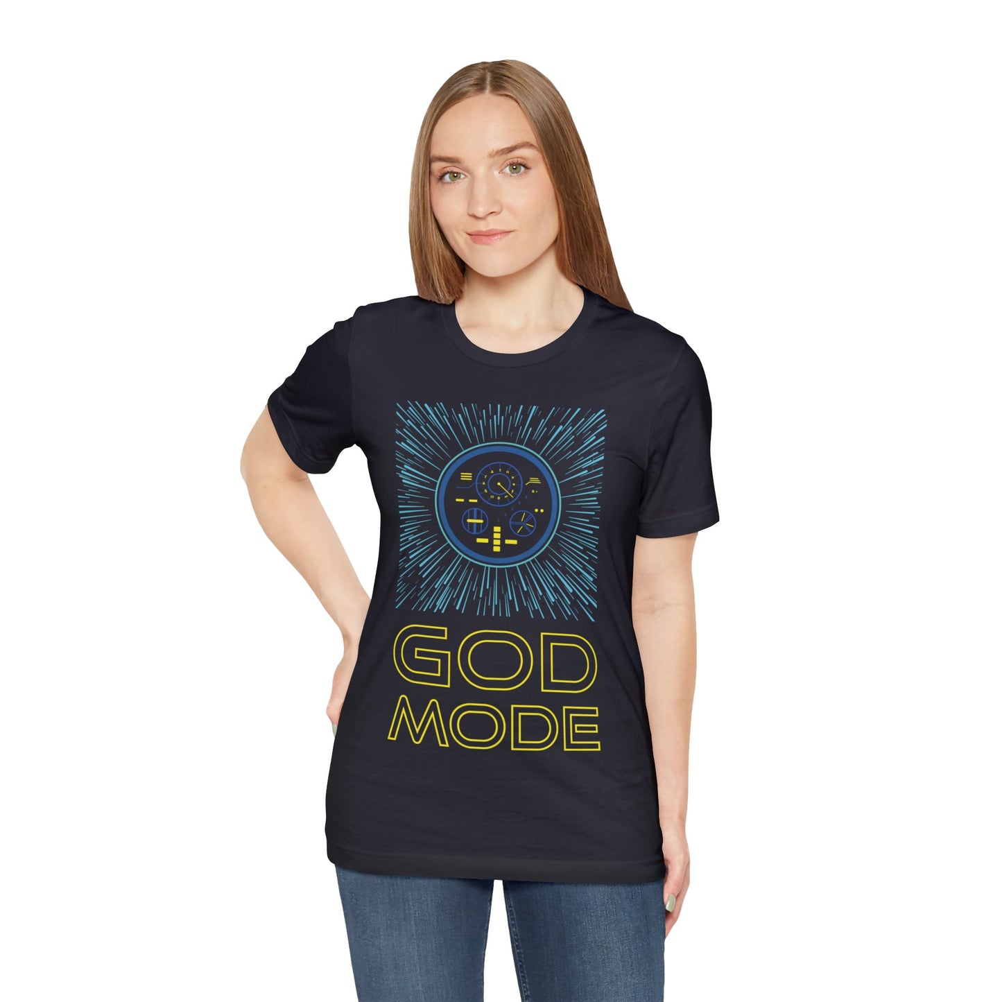 Unleash the cosmos with our 'GOD MODE' Dark Grey T-Shirt from the TEQNEON Spacecraft collection. Dive into the depths of intergalactic style with a mesmerizing hyperspace design that sets you on an epic journey through the stars. Elevate your wardrobe with this cosmic masterpiece, where fashion meets the future. Visit the TEQNEON Spacecraft collection and redefine your style beyond the boundaries of space and time.