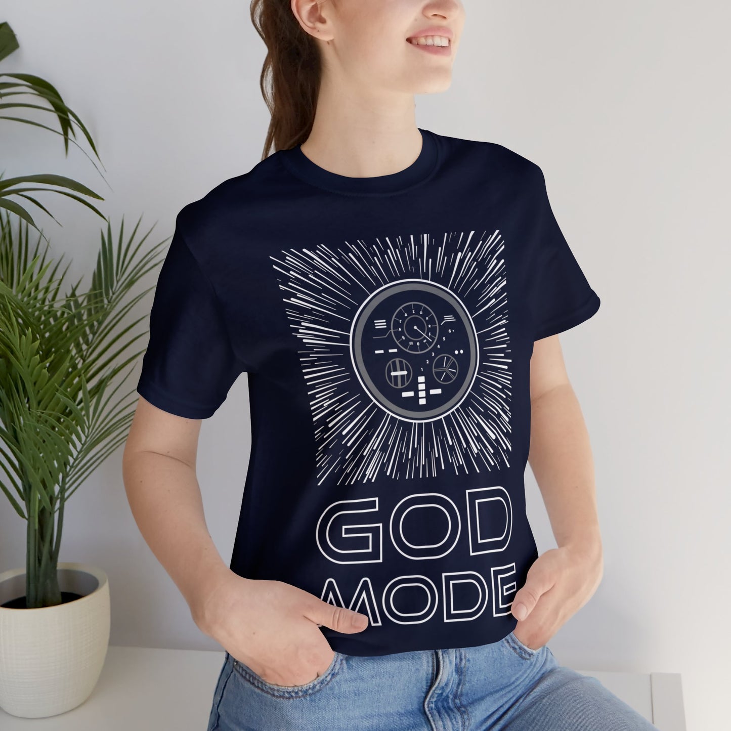 Unleash the cosmos with our 'GOD MODE' Navy T-Shirt from the TEQNEON Spacecraft collection. Dive into the depths of intergalactic style with a mesmerizing hyperspace design that sets you on an epic journey through the stars. Elevate your wardrobe with this cosmic masterpiece, where fashion meets the future. Visit the TEQNEON Spacecraft collection and redefine your style beyond the boundaries of space and time.