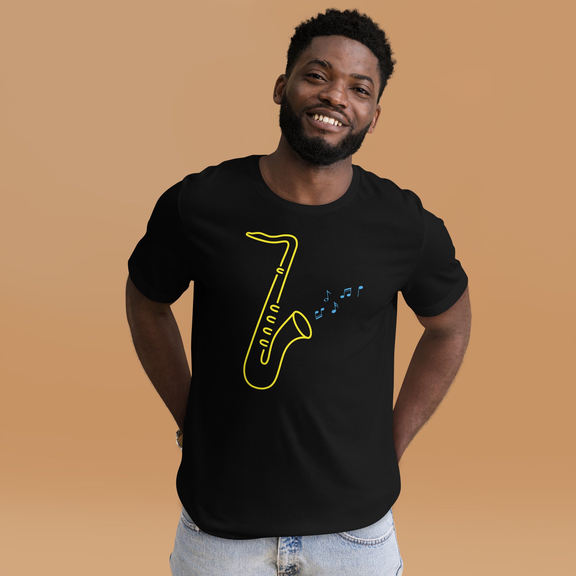 GOLDEN SAXOPHONE Unisex Short Sleeve Tee TEQNEON Teqneon