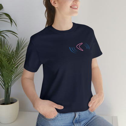 FLYING BOOMERANG  - Navy T-Shirt with vibrant, dynamic flying boomerang design. Taken from the TEQNEON Radioactive collection.