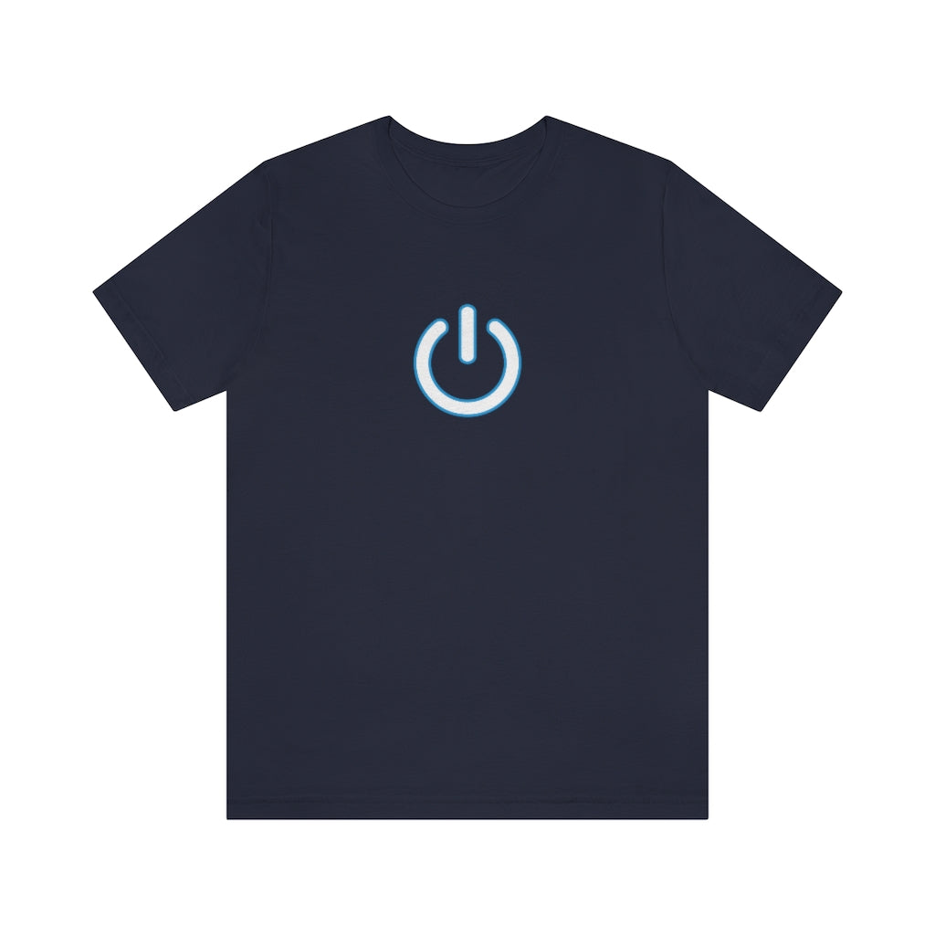 Illuminate your style with our 'SWITCHED ON' Navy T-Shirt featuring a design of a lit-up switch in white and blue hues, taken from the TEQNEON Radioactive collection. Stand out in style with this striking tee.