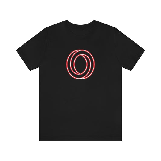 IMPOSSIBLE CIRCLE - Black T-Shirt with red neon "impossible circle" design. Taken from the TEQNEON Neo Metric collection.