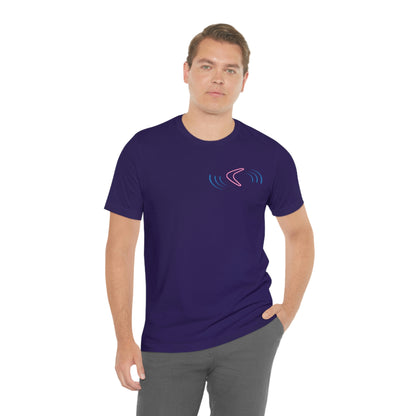 FLYING BOOMERANG  - Purple T-Shirt with vibrant, dynamic flying boomerang design. Taken from the TEQNEON Radioactive collection.