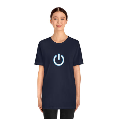 Illuminate your style with our 'SWITCHED ON' Navy T-Shirt featuring a design of a lit-up switch in white and blue hues, taken from the TEQNEON Radioactive collection. Stand out in style with this striking tee.