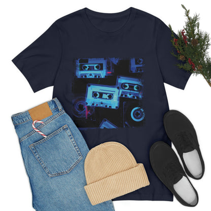 Navy T-Shirt with multi-cassette design in an x-ray style. Taken from the TEQNEON Retro Classics collection